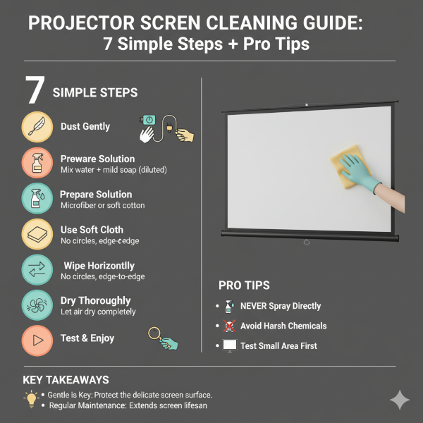 راهنمای تمیز کردن پرده نمایش پروژکتور: ۷ مرحله ساده + نکات مهم