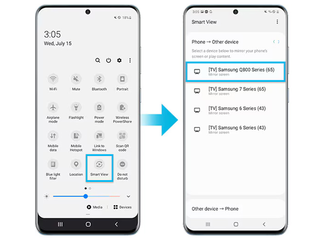 آموزش وصل کردن ویدئو پروژکتور به گوشی سامسونگ با smart view 