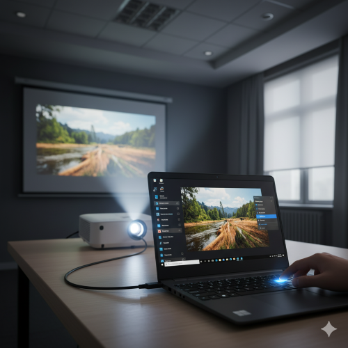 راهنمای نمایش همزمان تصویر در مانیتور و ویدئو پروژکتور