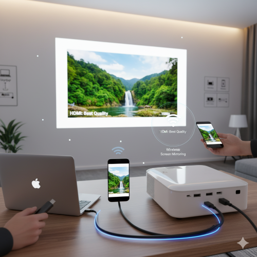 چطور بدون افت کیفیت، لپ‌تاپ یا موبایل را به پروژکتور وصل کنیم؟ (HDMI, Wireless, Screen Mirroring)
