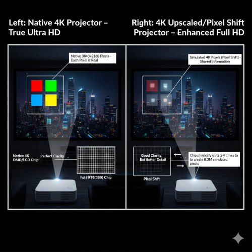چطور بفهمیم پروژکتور واقعاً Full HD یا 4K هست یا فقط Upscale شده؟