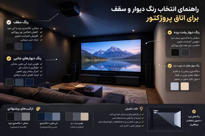 راهنمای انتخاب رنگ دیوار و سقف برای اتاق پروژکتور