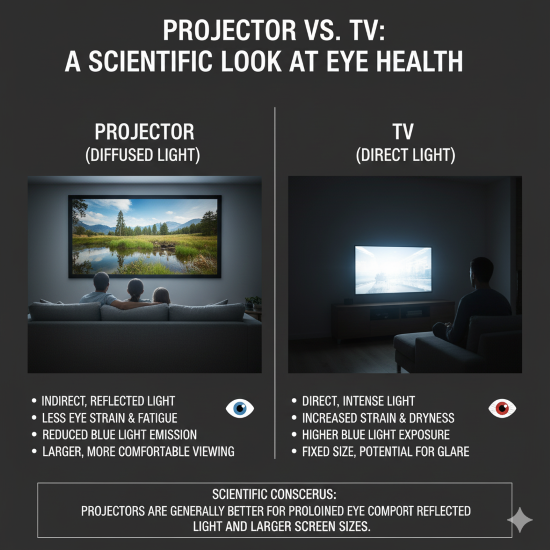 پروژکتور یا تلویزیون؛ کدام برای چشم بهتر است؟ مقایسه علمی سلامت بینایی